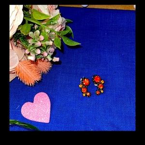 VINTAGE ESTATE 1940's AUSTRIAN METAL RHINESTONE CLIMBER CLIP-ON EARRINGS